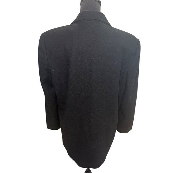 Vintage Savanna Black Pure Wool Gold Single Button Classic Blazer Jacket Office - Picture 2 of 10